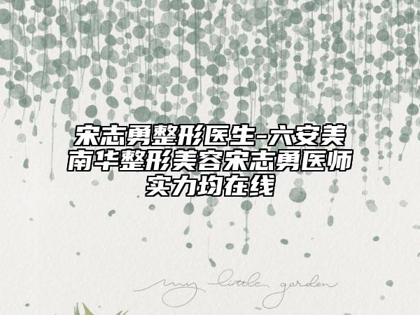 宋志勇整形醫(yī)生-六安美南華整形美容宋志勇醫(yī)師實(shí)力均在線