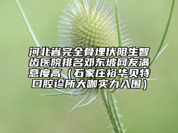 河北省完全骨埋伏阻生智齒醫(yī)院排名鄧東坡網(wǎng)友滿意度高（石家莊裕華貝特口腔診所大咖實(shí)力入圍）