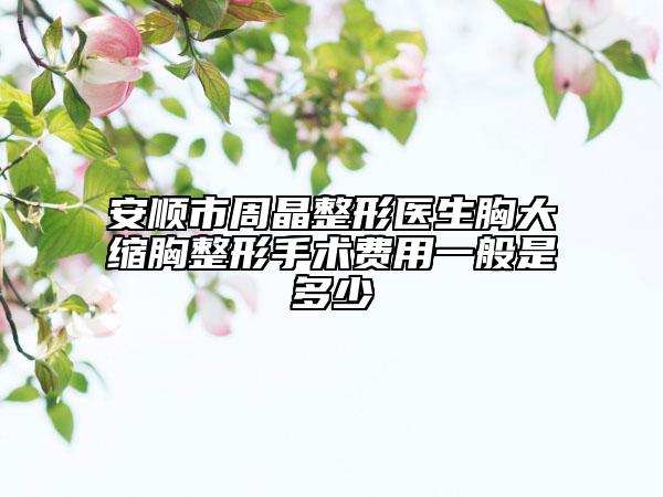 安順市周晶整形醫(yī)生胸大縮胸整形手術(shù)費用一般是多少