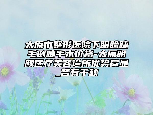 太原市整形醫(yī)院下眼瞼睫毛倒睫手術(shù)價(jià)格-太原明顏醫(yī)療美容診所優(yōu)勢(shì)盡顯_各有千秋