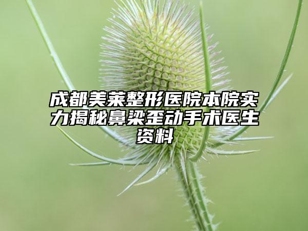 成都美萊整形醫(yī)院本院實(shí)力揭秘鼻梁歪動(dòng)手術(shù)醫(yī)生資料
