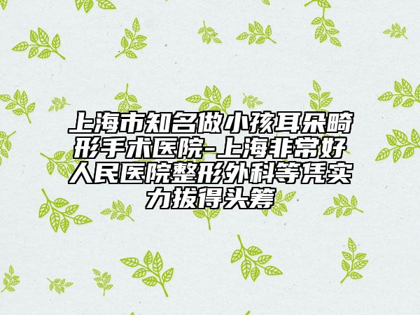 上海市知名做小孩耳朵畸形手術(shù)醫(yī)院-上海非常好人民醫(yī)院整形外科等憑實(shí)力拔得頭籌