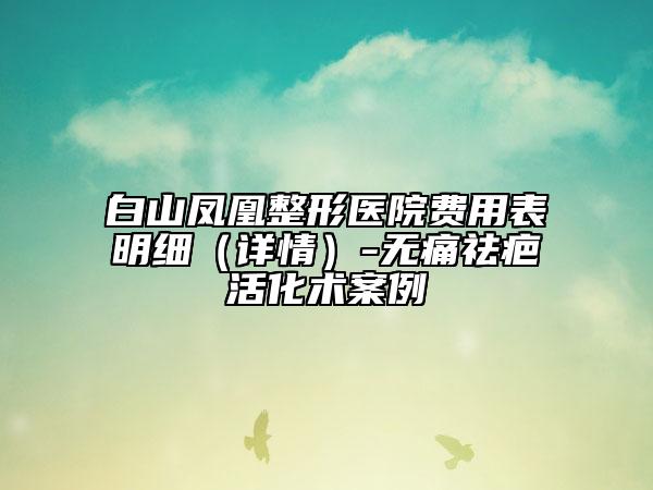 白山鳳凰整形醫(yī)院費用表明細（詳情）-無痛祛疤活化術案例