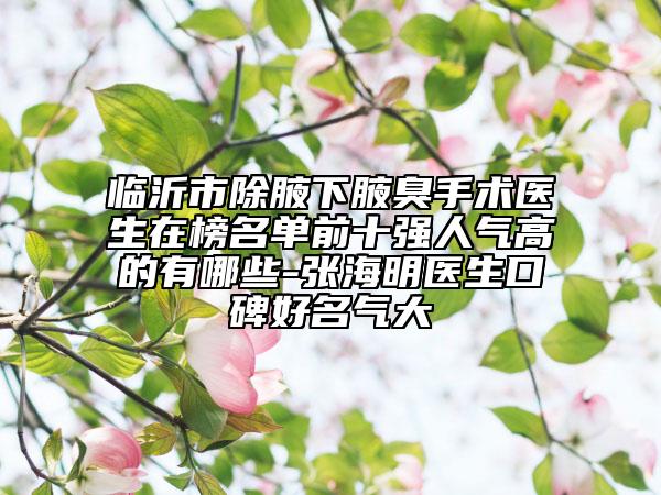 臨沂市除腋下腋臭手術(shù)醫(yī)生在榜名單前十強(qiáng)人氣高的有哪些-張海明醫(yī)生口碑好名氣大