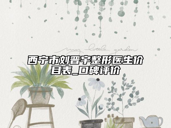 西寧市劉晉宇整形醫(yī)生價目表_口碑評價