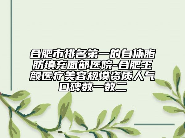 合肥市排名第一的自體脂肪填充面部醫(yī)院-合肥玉顏醫(yī)療美容規(guī)模資質(zhì)人氣口碑數(shù)一數(shù)二
