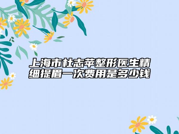 上海市杜志蘋整形醫(yī)生精細(xì)提眉一次費(fèi)用是多少錢