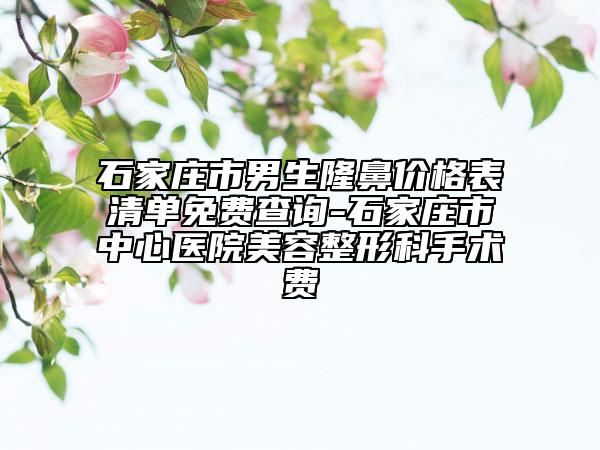 石家莊市男生隆鼻價(jià)格表清單免費(fèi)查詢-石家莊市中心醫(yī)院美容整形科手術(shù)費(fèi)