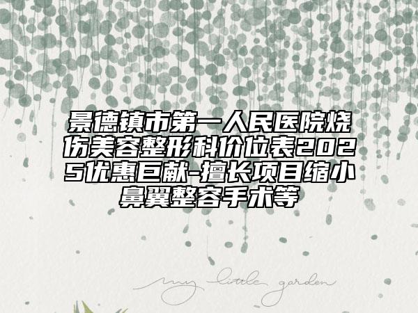 景德鎮(zhèn)市第一人民醫(yī)院燒傷美容整形科價位表2025優(yōu)惠巨獻(xiàn)-擅長項(xiàng)目縮小鼻翼整容手術(shù)等