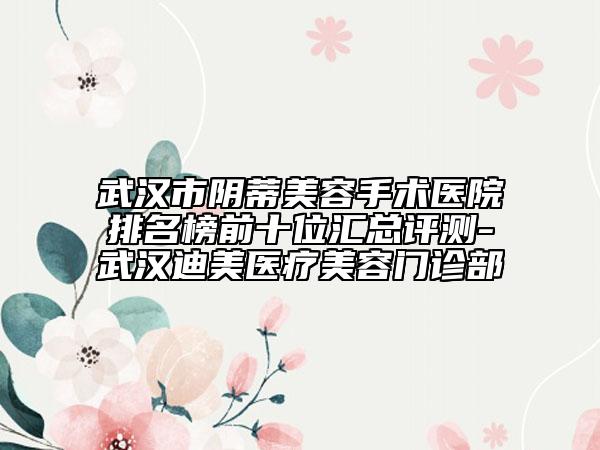 武漢市陰蒂美容手術(shù)醫(yī)院排名榜前十位匯總評測-武漢迪美醫(yī)療美容門診部