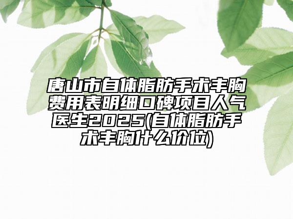 唐山市自體脂肪手術豐胸費用表明細口碑項目人氣醫(yī)生2025(自體脂肪手術豐胸什么價位)