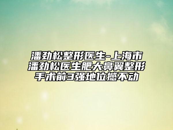 潘勁松整形醫(yī)生-上海市潘勁松醫(yī)生肥大鼻翼整形手術(shù)前3強(qiáng)地位撼不動(dòng)