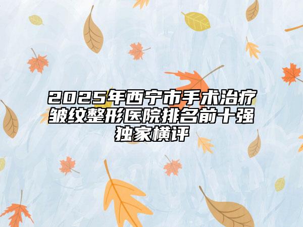 2025年西寧市手術(shù)治療皺紋整形醫(yī)院排名前十強(qiáng)獨(dú)家橫評