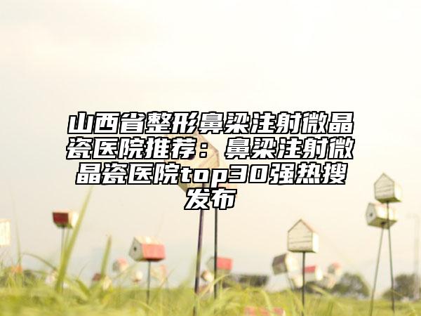 山西省整形鼻梁注射微晶瓷醫(yī)院推薦：鼻梁注射微晶瓷醫(yī)院top30強熱搜發(fā)布