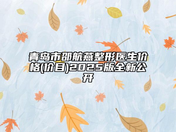 青島市邵航燕整形醫(yī)生價(jià)格(價(jià)目)2025版全新公開