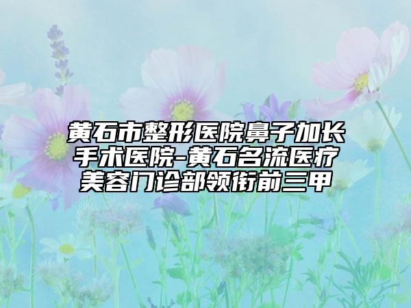 黃石市整形醫(yī)院鼻子加長手術醫(yī)院-黃石名流醫(yī)療美容門診部領銜前三甲