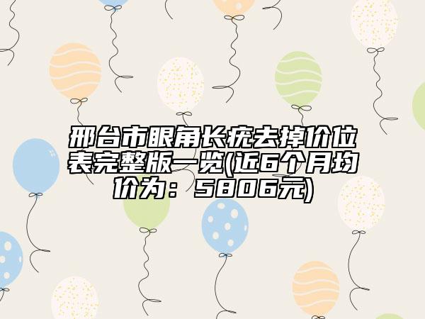 邢臺市眼角長疣去掉價位表完整版一覽(近6個月均價為：5806元)