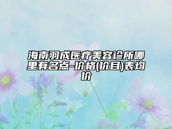 海南羽成醫(yī)療美容診所哪里有名點(diǎn)-價(jià)格(價(jià)目)表均價(jià)
