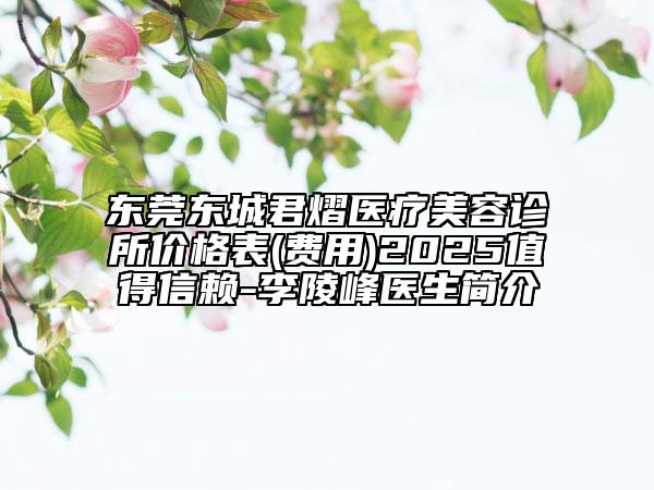 東莞東城君熠醫(yī)療美容診所價格表(費(fèi)用)2025值得信賴-李陵峰醫(yī)生簡介