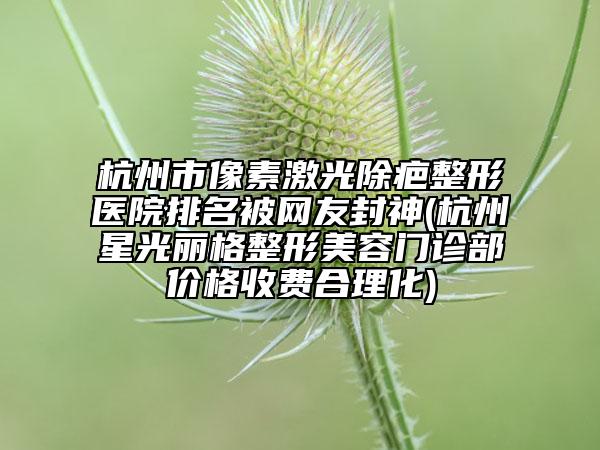 杭州市像素激光除疤整形醫(yī)院排名被網(wǎng)友封神(杭州星光麗格整形美容門診部價格收費(fèi)合理化)