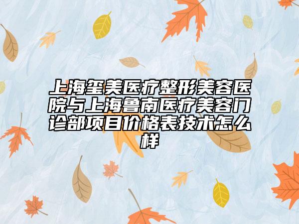 上海璽美醫(yī)療整形美容醫(yī)院與上海魯南醫(yī)療美容門診部項(xiàng)目?jī)r(jià)格表技術(shù)怎么樣