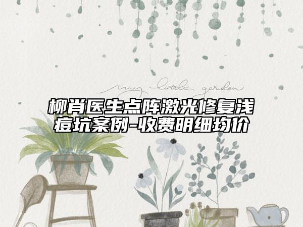柳肖醫(yī)生點(diǎn)陣激光修復(fù)淺痘坑案例-收費(fèi)明細(xì)均價(jià)