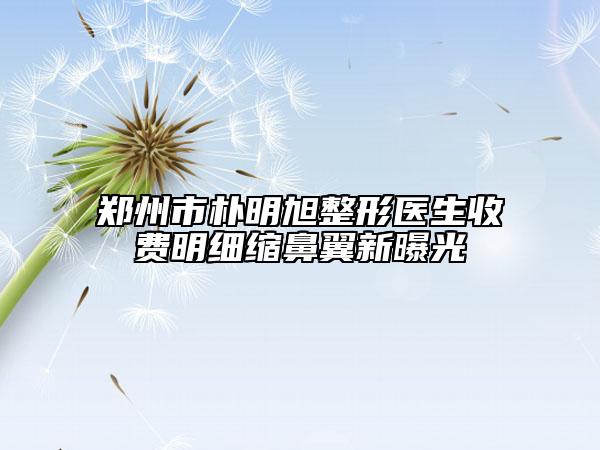 鄭州市樸明旭整形醫(yī)生收費(fèi)明細(xì)縮鼻翼新曝光