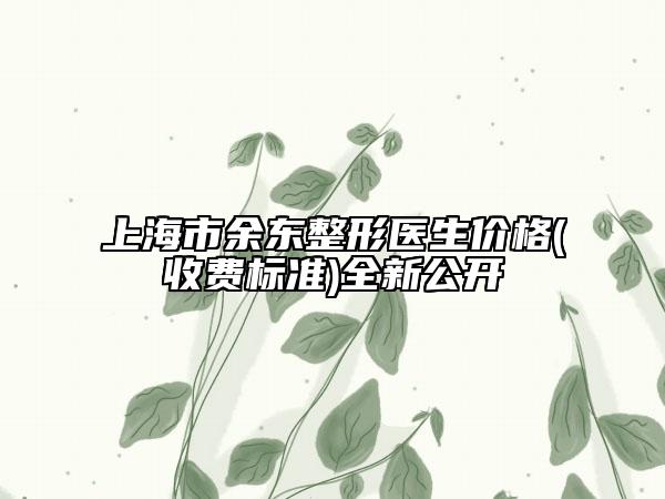 上海市余東整形醫(yī)生價格(收費標準)全新公開