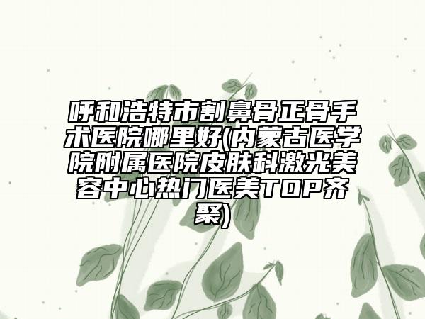 呼和浩特市割鼻骨正骨手術醫(yī)院哪里好(內蒙古醫(yī)學院附屬醫(yī)院皮膚科激光美容中心熱門醫(yī)美TOP齊聚)