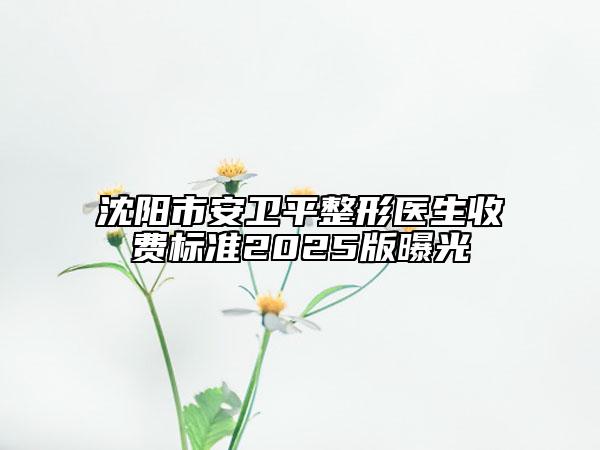 沈陽市安衛(wèi)平整形醫(yī)生收費標準2025版曝光