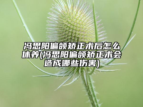 馮思陽偏頜矯正術(shù)后怎么休養(yǎng)(馮思陽偏頜矯正術(shù)會造成哪些傷害)