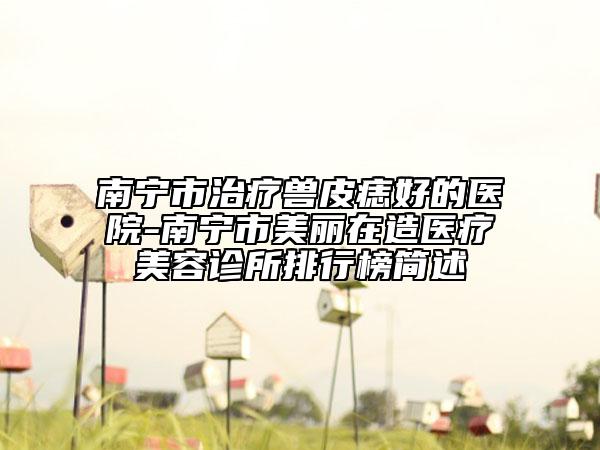 南寧市治療獸皮痣好的醫(yī)院-南寧市美麗在造醫(yī)療美容診所排行榜簡(jiǎn)述