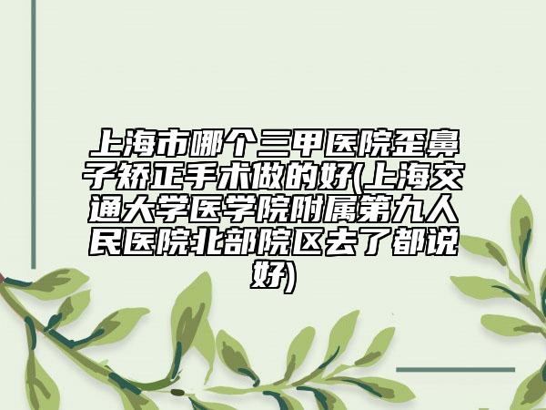 上海市哪個(gè)三甲醫(yī)院歪鼻子矯正手術(shù)做的好(上海交通大學(xué)醫(yī)學(xué)院附屬第九人民醫(yī)院北部院區(qū)去了都說好)