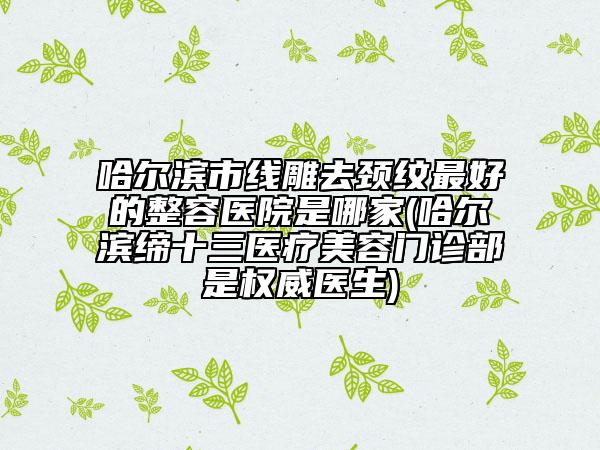 哈爾濱市線雕去頸紋最好的整容醫(yī)院是哪家(哈爾濱締十三醫(yī)療美容門診部是權(quán)威醫(yī)生)