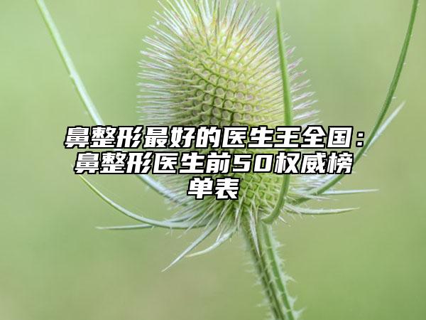 鼻整形最好的醫(yī)生王全國：鼻整形醫(yī)生前50權(quán)威榜單表