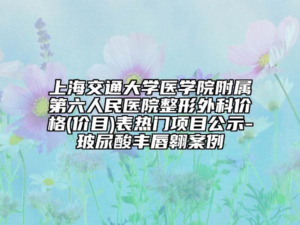 上海交通大學(xué)醫(yī)學(xué)院附屬第六人民醫(yī)院整形外科價格(價目)表熱門項目公示-玻尿酸豐唇翱案例