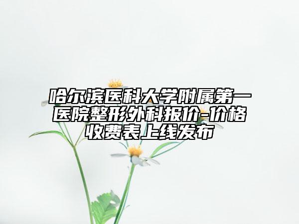 哈爾濱醫(yī)科大學附屬第一醫(yī)院整形外科報價-價格收費表上線發(fā)布