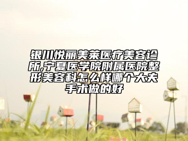 銀川悅麗美萊醫(yī)療美容診所,寧夏醫(yī)學(xué)院附屬醫(yī)院整形美容科怎么樣哪個(gè)大夫手術(shù)做的好