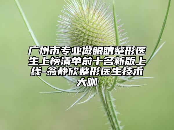 廣州市專業(yè)做眼睛整形醫(yī)生上榜清單前十名新版上線-翁靜欣整形醫(yī)生技術大咖