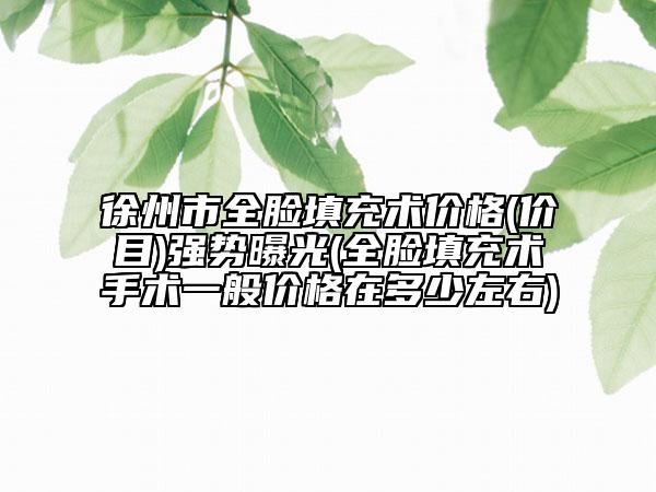 徐州市全臉填充術價格(價目)強勢曝光(全臉填充術手術一般價格在多少左右)