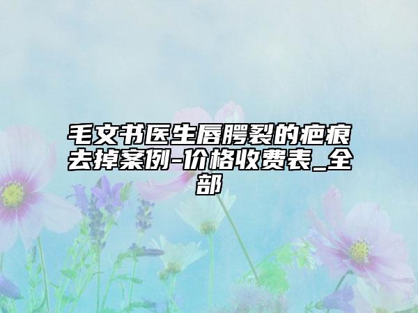 毛文書醫(yī)生唇腭裂的疤痕去掉案例-價格收費表_全部