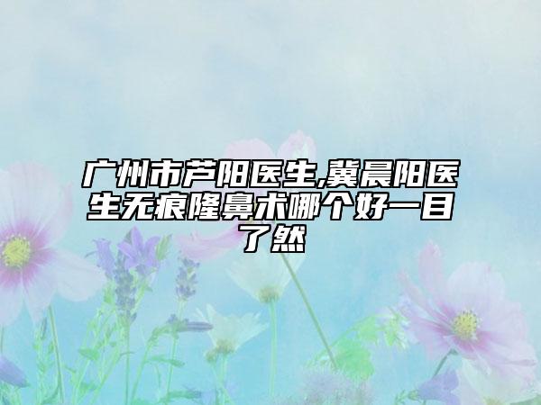 廣州市蘆陽(yáng)醫(yī)生,冀晨陽(yáng)醫(yī)生無(wú)痕隆鼻術(shù)哪個(gè)好一目了然
