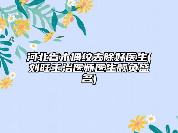 河北省木偶紋去除好醫(yī)生(劉旺主治醫(yī)師醫(yī)生頗負(fù)盛名)