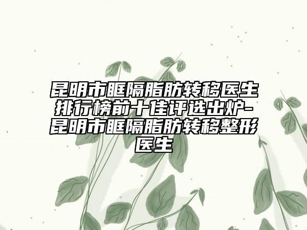 昆明市眶隔脂肪轉(zhuǎn)移醫(yī)生排行榜前十佳評選出爐-昆明市眶隔脂肪轉(zhuǎn)移整形醫(yī)生