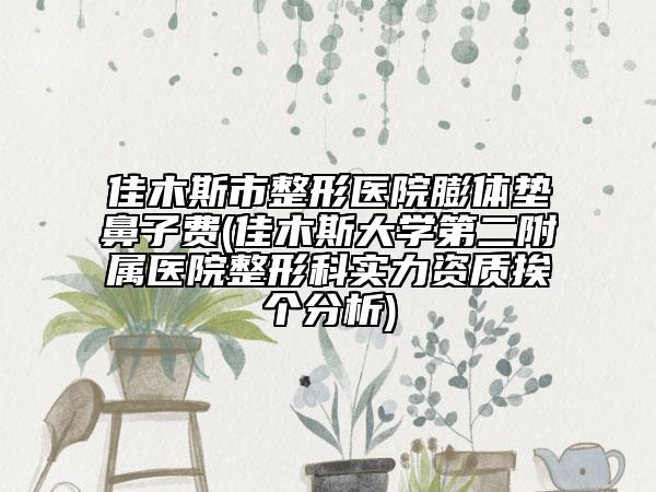 佳木斯市整形醫(yī)院膨體墊鼻子費(佳木斯大學(xué)第二附屬醫(yī)院整形科實力資質(zhì)挨個分析)