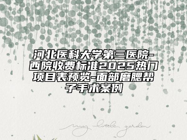 河北醫(yī)科大學第三醫(yī)院-西院收費標準2025熱門項目表預覽-面部磨腮幫子手術案例