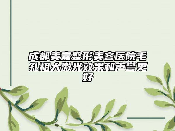 成都美熹整形美容醫(yī)院毛孔粗大激光效果和聲譽(yù)更好