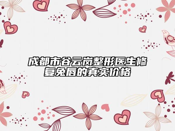 成都市谷云崗整形醫(yī)生修復(fù)兔唇的真實(shí)價(jià)格