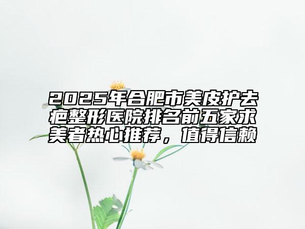 2025年合肥市美皮護(hù)去疤整形醫(yī)院排名前五家求美者熱心推薦，值得信賴