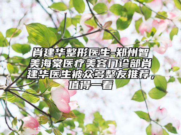 肖建華整形醫(yī)生-鄭州智美海棠醫(yī)療美容門診部肖建華醫(yī)生被眾多整友推薦，值得一看